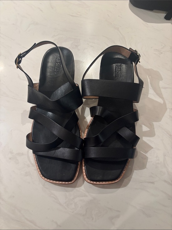 Bared x Pliant Shoes - Bared Plants Not Plastic Black Strappy Leather Women’s Sandals